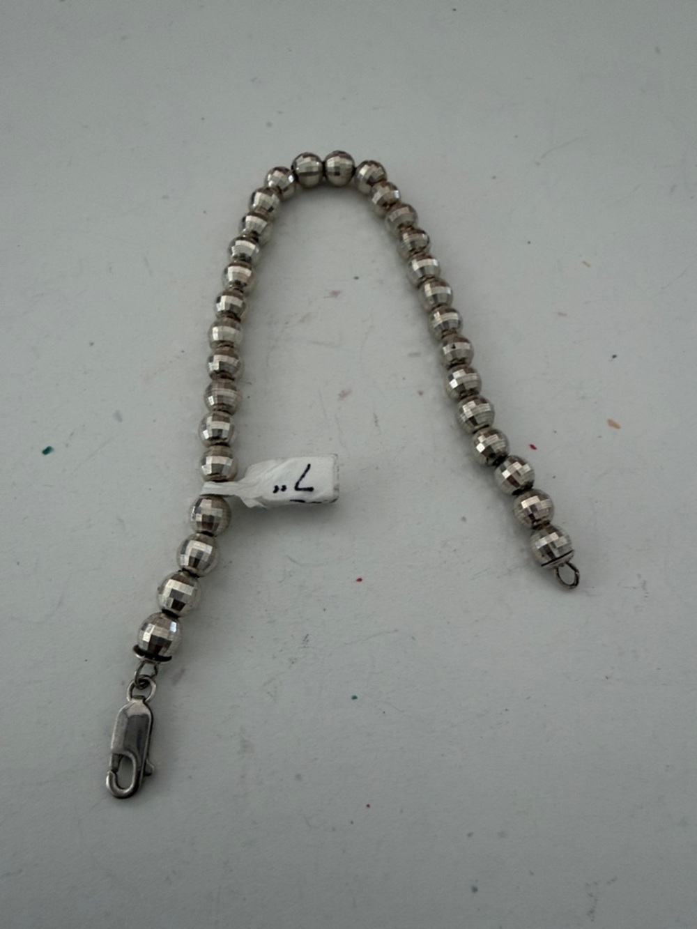 Silver  Bracelet - Faceted Beads